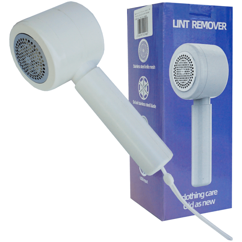 Aparat de inlaturat scamele, alb, din plastic, cu 6 lame metalice si cablu USB pentru incarcare, 19 CM